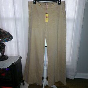 ENTRO NWT Wide Leg Hidden Zipper Tan Jeans L